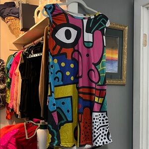 Colorful Abstract Graphic Sleeveless Dress